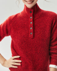 Cashmere Silk Marled Half Button Mock Neck Sweater