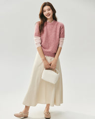 Cashmere Silk Marled Short Sleeve Sweater