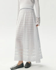Cashmere Silk Open Knit Cardigan and Maxi Skirt