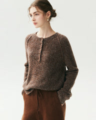 Cashmere Silk Raglan Half Button Sweater