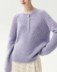 Cashmere Silk Raglan Half Button Sweater