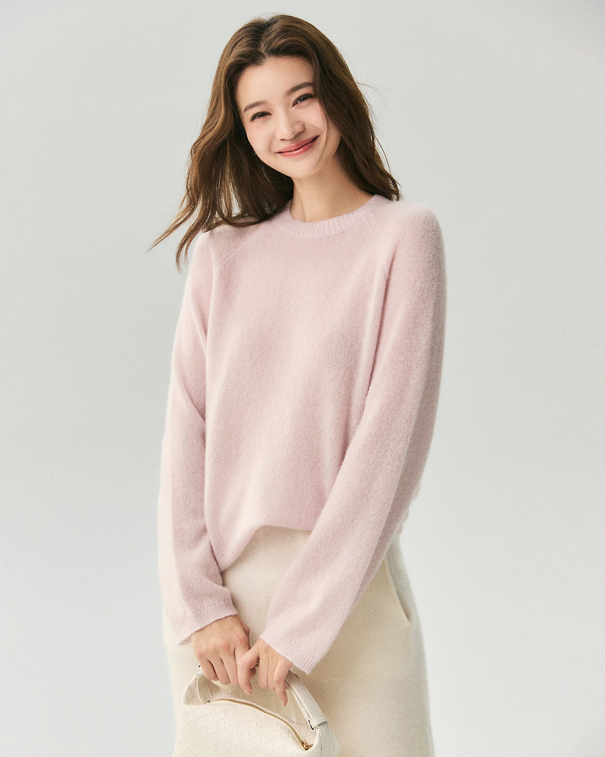 Cashmere Silk Rolled Edge Raglan Sweater