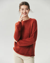 Cashmere Silk Rolled Edge Raglan Sweater