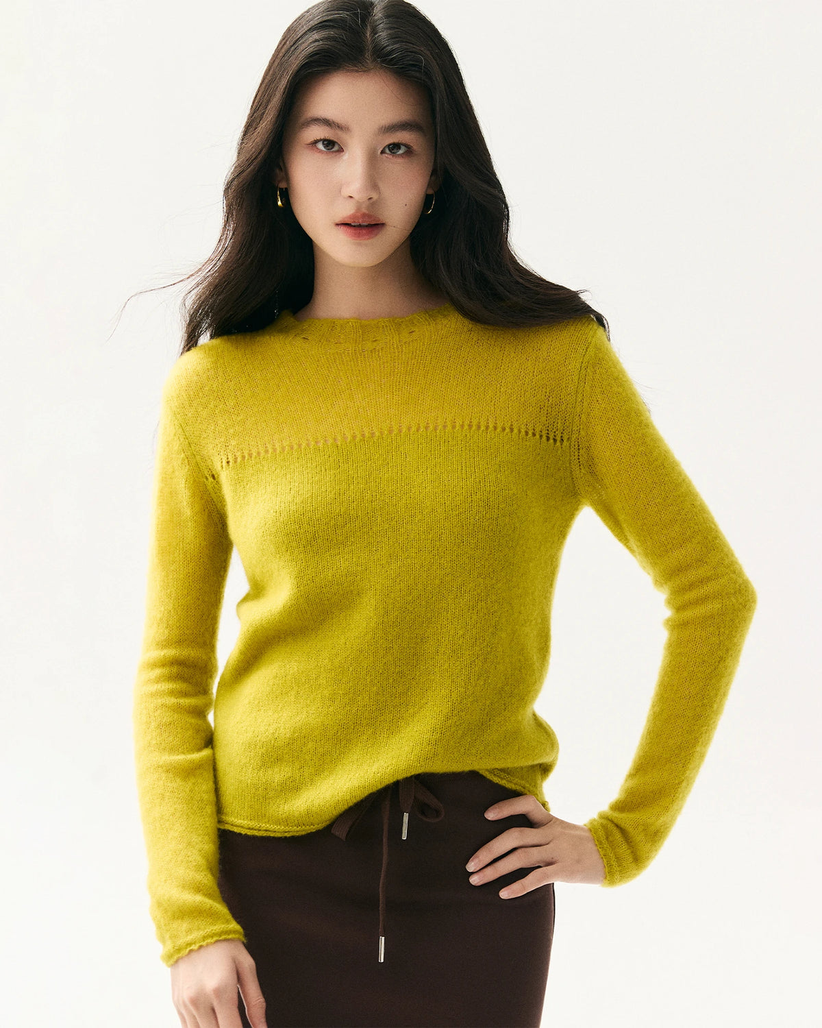 Cashmere Silk Sheer Sleeve Sweater