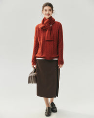 Cashmere Silk V-Neck Cable Knit Sweater