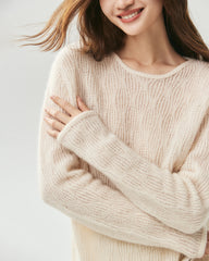 Cashmere Silk Vertical Openwork Sweater