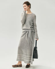Cashmere Silk Vertical Openwork Sweater