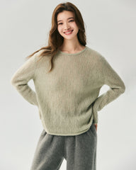 Cashmere Silk Vertical Openwork Sweater
