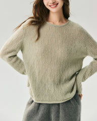 Cashmere Silk Vertical Openwork Sweater