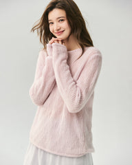 Cashmere Silk Vertical Openwork Sweater