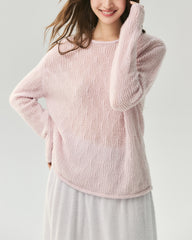 Cashmere Silk Vertical Openwork Sweater