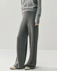 Cashmere Wool Wide Leg Pants with Front Seam