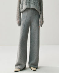 Cashmere Wool Wide Leg Pants with Front Seam