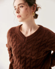 Cashmere Wool Cable Knit Sweater and Skirt Set