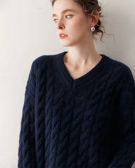 Cashmere Wool Cable Knit Sweater and Skirt Set