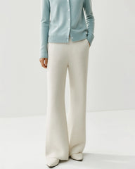Cashmere Wool Flared Knit Pants with Pockets