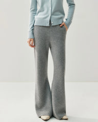Cashmere Wool Flared Knit Pants with Pockets
