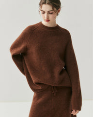 Cashmere Wool Knit Hooded Pullover and Pants Set