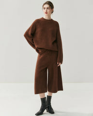 Cashmere Wool Knit Hooded Pullover and Pants Set