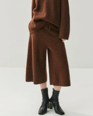 Cashmere Wool Knit Hooded Pullover and Pants Set