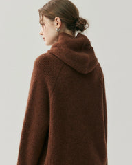 Cashmere Wool Knit Hooded Pullover and Pants Set