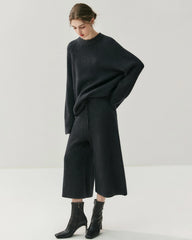 Cashmere Wool Knit Hooded Pullover and Pants Set