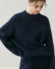 Cashmere Wool Knit Hooded Pullover and Pants Set