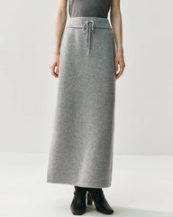 Cashmere Wool Long Straight Knit Skirt