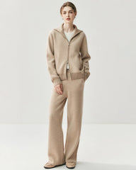 Cashmere Wool Zip Cardigan Set for Women