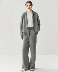 Cashmere Wool Zip Cardigan Set for Women