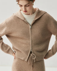 Cashmere Wool Zip Up Hoodie and Straight-Leg Pants