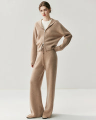 Cashmere Wool Zip Up Hoodie and Straight-Leg Pants