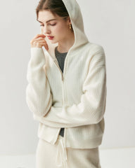 Cashmere Wool Zip Up Hoodie and Straight-Leg Pants