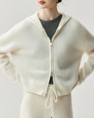 Cashmere Wool Zip Up Hoodie and Straight-Leg Pants