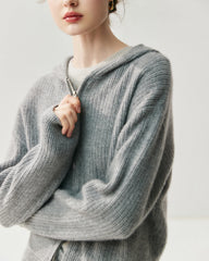 Cashmere Wool Zip Up Hoodie and Straight-Leg Pants