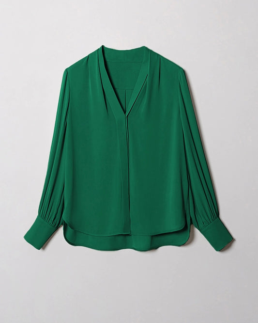 Chic Deep V-Neck Silk Blouse