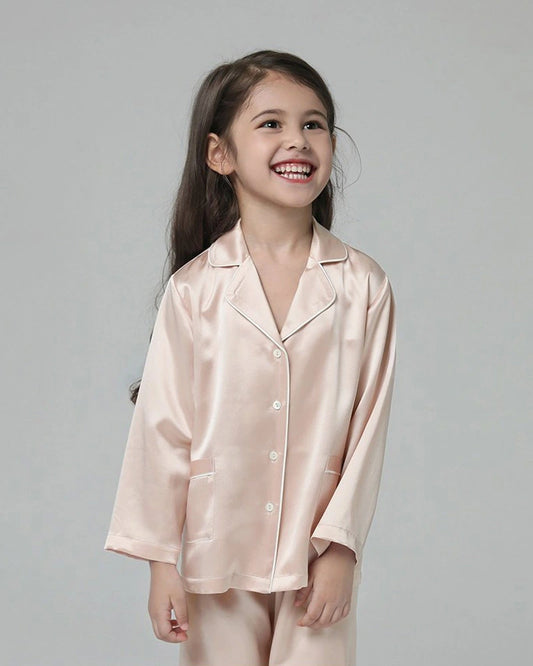 Kid's Long Sleeve Silk Pajamas Set