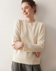 Classic Saddle Shoulder Round Neck Cashmere Sweater