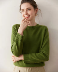 Classic Saddle Shoulder Round Neck Cashmere Sweater
