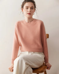 Classic Saddle Shoulder Round Neck Cashmere Sweater