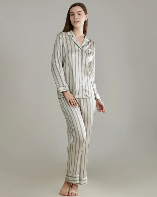 Classic Striped Silk Pajamas Set