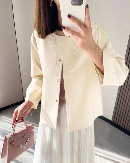 Cropped Silk and Wool Blazer
