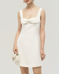 40 Momme Silk Bow Neck Mini Dress