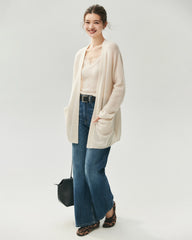 Cashmere Silk Open-Front Pocket Cardigan