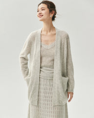 Cashmere Silk Open-Front Pocket Cardigan