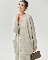 Cashmere Silk Open-Front Pocket Cardigan