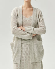 Cashmere Silk Open-Front Pocket Cardigan