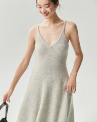 Cashmere Silk V-Neck A-Line Maxi Dress