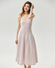 Cashmere Silk V-Neck A-Line Maxi Dress