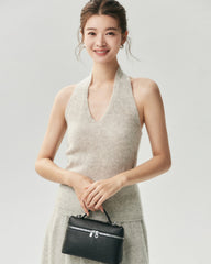 Cashmere Silk V-Neck Halter Top